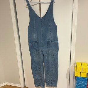 We The Free Blue Denim Jumpsuit